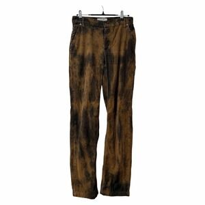 Free People Reese Pitched Straight Corduroy Pants Size 24‎ Black Tie Dye Grunge
